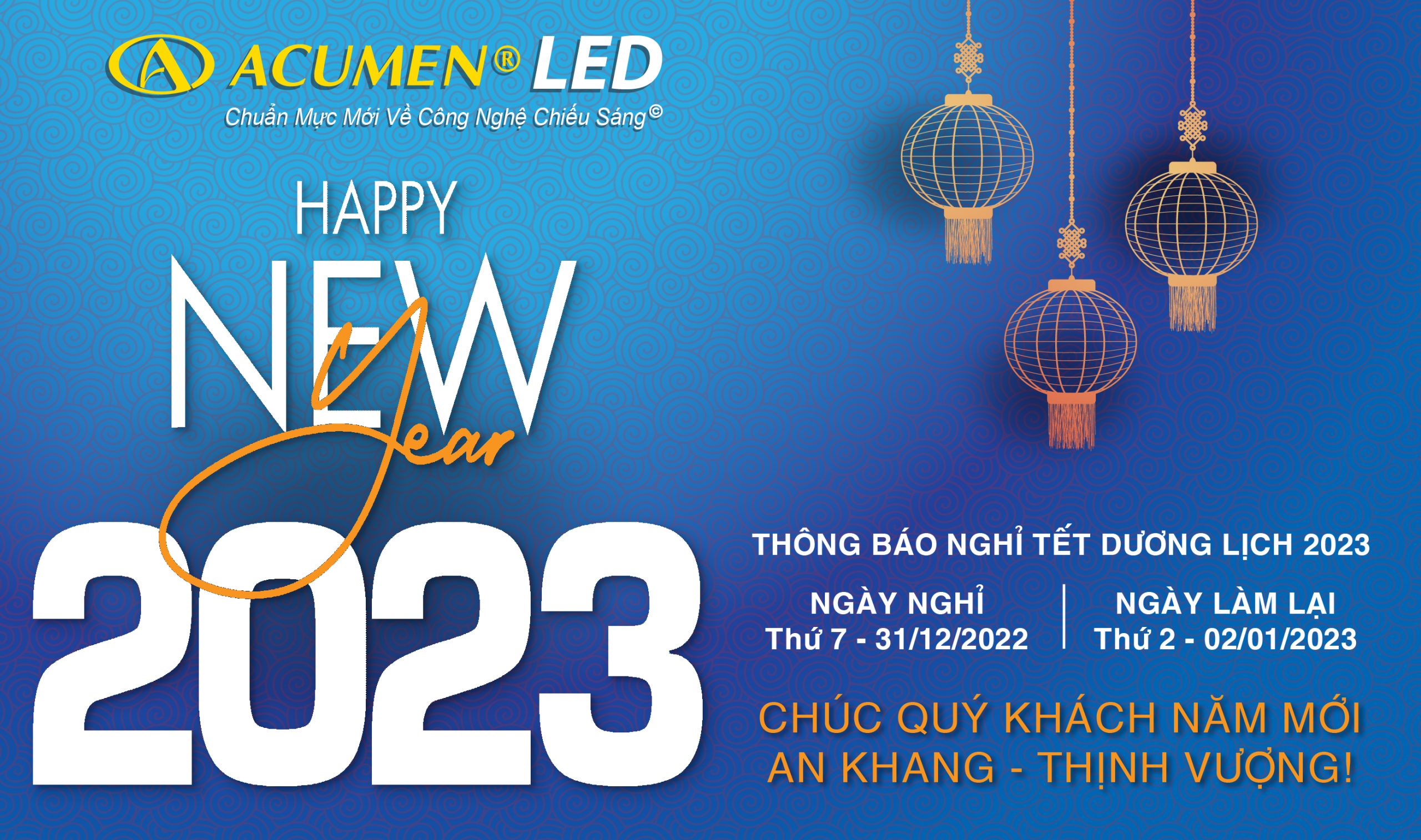 LỊCH NGHỈ TẾT DƯƠNG LỊCH 2023 – ACUMEN LED